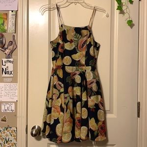 Sleeveless cocktail dress, Gianni Bini fruit dress, XS